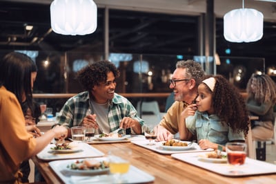 Group of people seating an IKEA restaurant