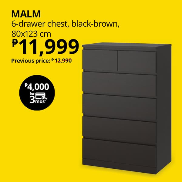 MALM
6-drawer chest, black-brown,
80x123 cm
P11,999
Previous price: P12,990