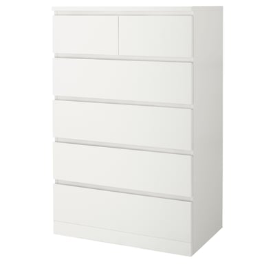 MALM Calaixera de 6 calaixos, blanc, 80x123 cm