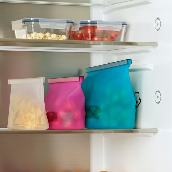 A square glass/plastic IKEA 365+ food container with lid