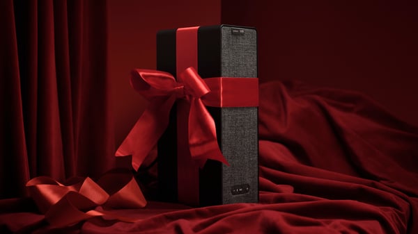 A black smart/gen 2 SYMFONISK WiFi bookshelf speaker