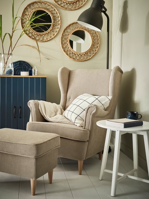 A rattan GRINSBOL mirror