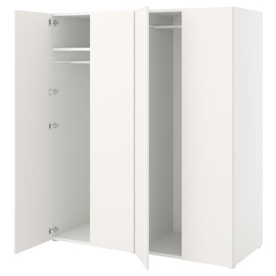 PLATSA Garderobna omara s 4 vrati, bela/Fonnes bela, 160x57x181 cm