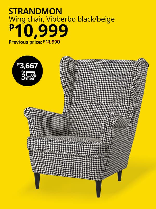 STRANDMON
Wing chair, Vibberbo black/beige
P10,999
Previous price: P11,990