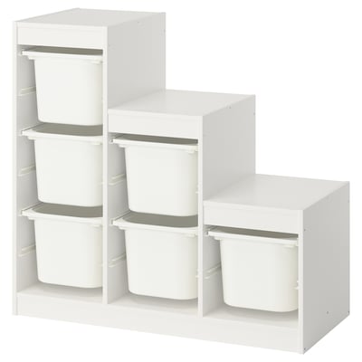 TROFAST Komb/odlaganje+kutije, bijela/bijela, 99x44x94 cm